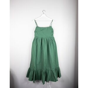 Sunday Edition Women's Medium Jade Green Shirring Top Tiered Midi Dress NEW chic